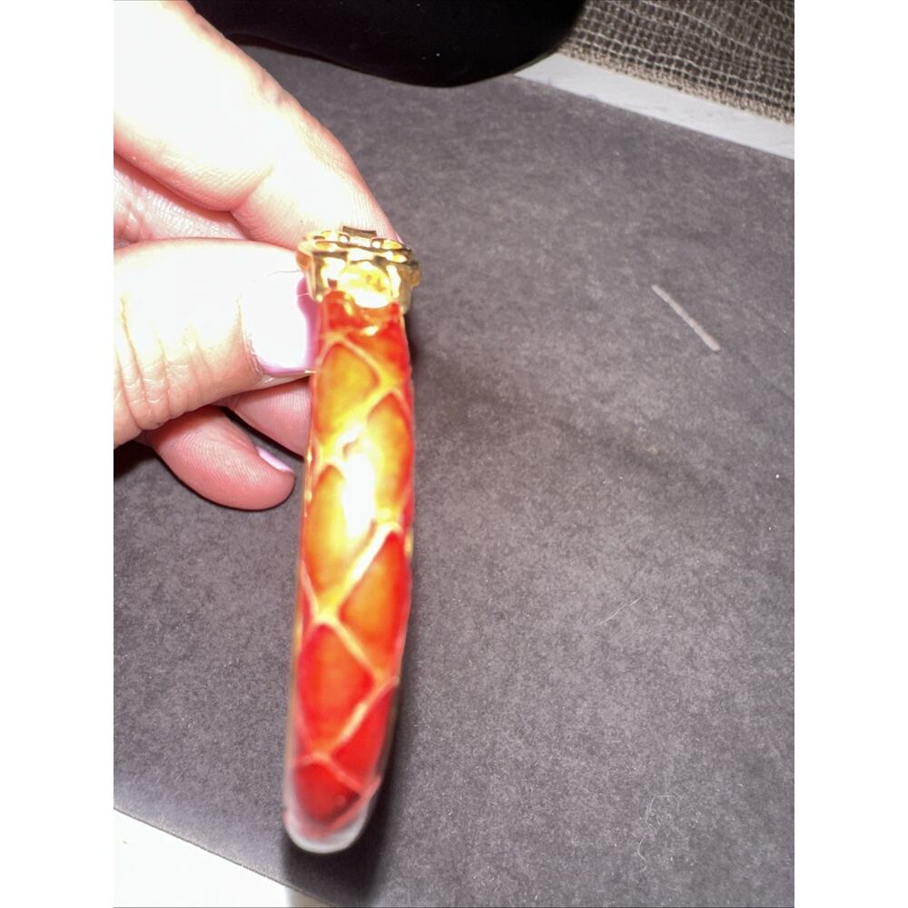 Vintage Gucci 24 karat gold plated bangle Snake bracelet RED - Picture 4 of 16